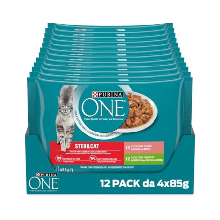 offerta a tempo: purina one sterilcat filettini in salsa cibo per gatti sterilizzati salmone e tacchino — 19% da 32,28 € a 26,09 €