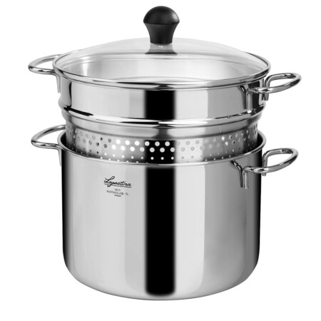 offerta a tempo: lagostina pastaiola in acciaio inox 18/10 + coperchio in vetro e cestello scolapasta — 13% da 64,90 € a 56,50 €