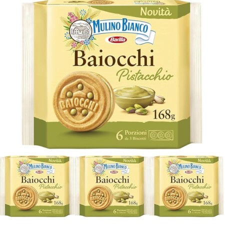 offerta a tempo: mulino bianco biscotti baiocchi al pistacchio, biscotti con pistacchio e pastafrolla — 25% da 11,72 € a 8,80 €