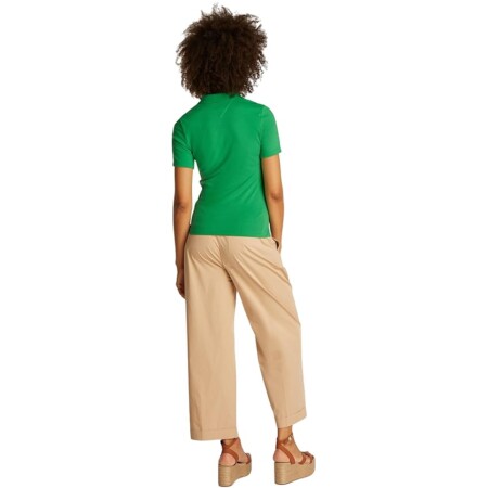 offerta a tempo: tommy hilfiger maglietta polo maniche corte donna slim fit, verde (radiant green) — 23% da 36,68 € a 28,30 €