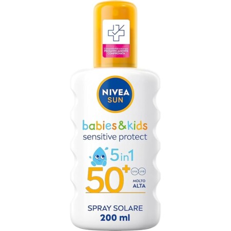 offerta a tempo: nivea sun crema solare spray kids sensitive protect & play fp 50+ 200 ml — 10% da 12,59 € a 11,36 €