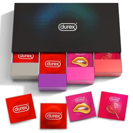offerta a tempo: durex fun explosion mix di preservativi sottili, con rilievi e nervature e aromatizzati alla fragola — 25% da 31,99 € a 23,99 €