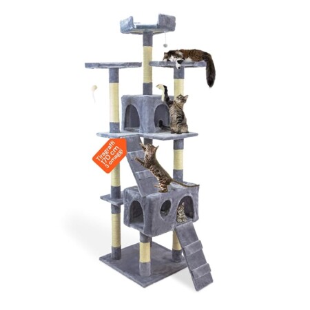 offerta a tempo: tiragraffi xxl 170cm con doppia cuccia per gatti adulti, albero giochi in sisal e peluche — 5% da 59,90 € a 56,90 €