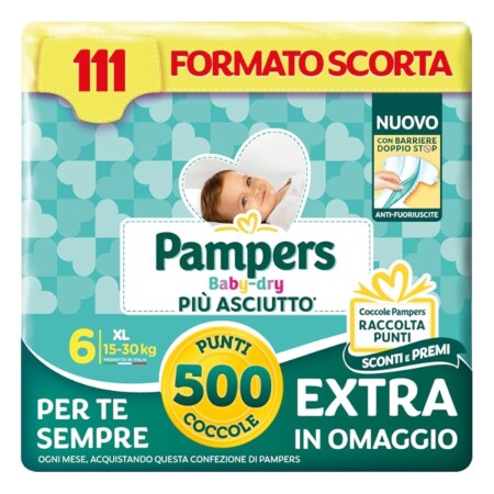 offerta a tempo: pampers baby dry xl, taglia 6 (15 30 kg) — 29% da 54,79 € a 39,09 €