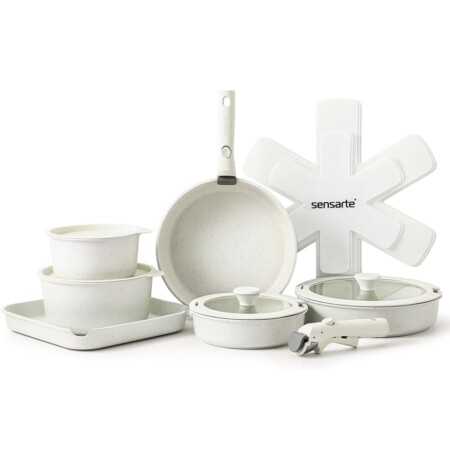 offerta a tempo: sensarte set di pentole e padelle antiaderenti da cucina — 38% da 129,99 € a 81,22 €