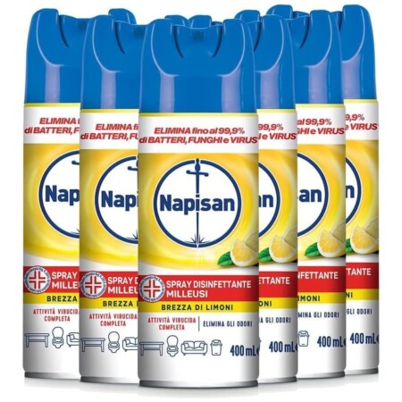 offerta a tempo: napisan spray disinfettante milleusi 6 pezzi x 400ml — 38% da 35,27 € a 21,99 €