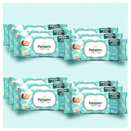 offerta a tempo: pampers baby dry salviette neonato, 840 unità (12 confezioni) — 29% da 33,49 € a 23,75 €