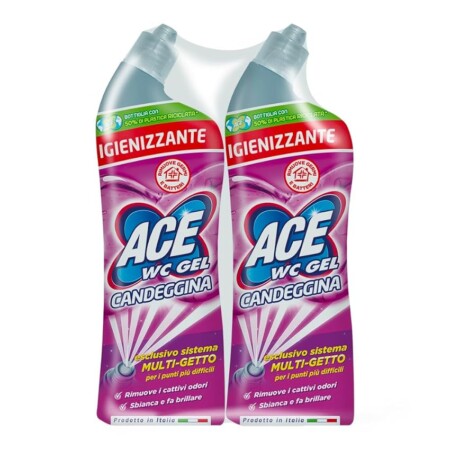 offerta a tempo: ace wc gel multigetto candeggina igienizzante, 2 confezioni da 700ml — 22% da 3,88 € a 3,02 €