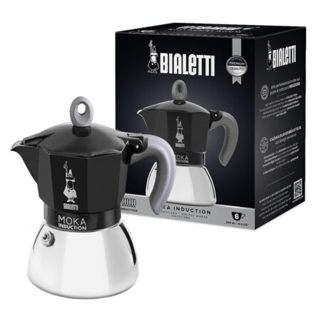 offerta a tempo: bialetti caffettiera moka induction, 6 tazze (280 ml) — 17% da 47,01 € a 38,99 €