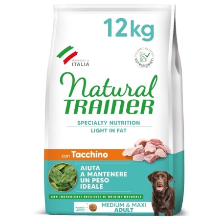 offerta a tempo: natural trainer ideal weight medium&maxi cibo per cani adulti light in fat con tacchino — 32% da 59,99 € a 41,09 €