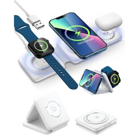 offerta a tempo: caricabatterie wireless pieghevole 3 in 1 — 47% da 11,99 € a 6,39 €
