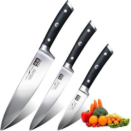 offerta a tempo: shan zu set di coltelli da cucina,giapponesi set di coltelli 3 pezzi tedesco acciaio — 39% da 69,99 € a 42,61 €