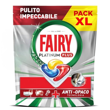 offerta a tempo: fairy platinum plus 40 pastiglie per lavastoviglie con tecnologia anti opaco — 44% da 24,99 € a 13,99 €