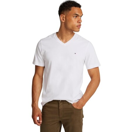 offerta a tempo: tommy hilfiger uomo t shirt maniche corte essential tee con scollo a v — 25% da 39,90 € a 29,99 €