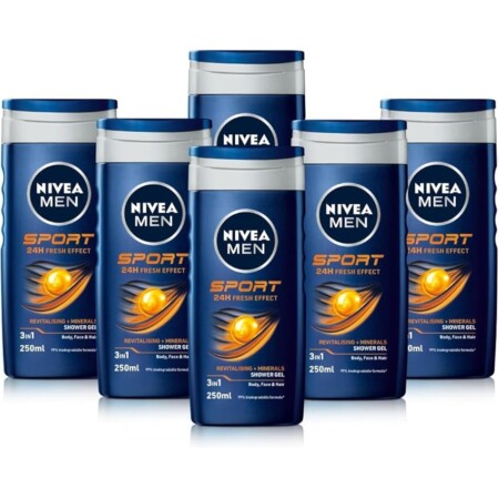 offerta a tempo: nivea sport doccia shampoo per viso, corpo e capelli 6 pezzi x 250ml — 39% da 16,14 € a 9,90 €