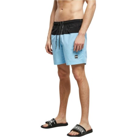 offerta a tempo: urban classics block swim shorts pantaloncini da bagno, blu baltico e nero — 18% da 19,90 € a 16,30 €