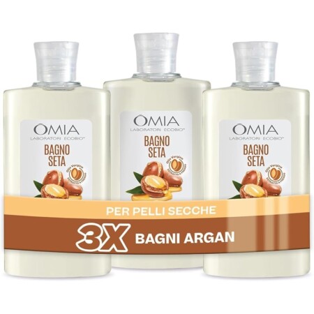 offerta a tempo: omia bagno seta erboristico allolio di argan del marocco bagnoschiuma per pelli aride e irritabili 3 pezzi x 400ml — 40% da 13,49 € a 8,09 €
