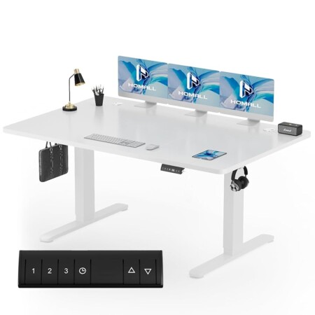 offerta a tempo: homall 160x80 cm scrivania regolabile in altezza, scrivania da ufficio con quattro sezioni — 5% da 138,69 € a 131,76 €