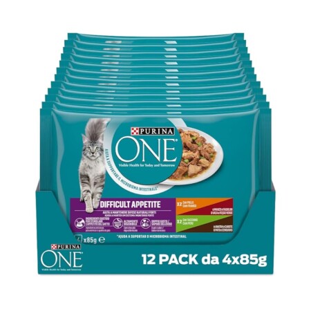 offerta a tempo: purina one appetito difficile cibo umido per gatti adulti filettini con pollo — 16% da 32,28 € a 26,99 €