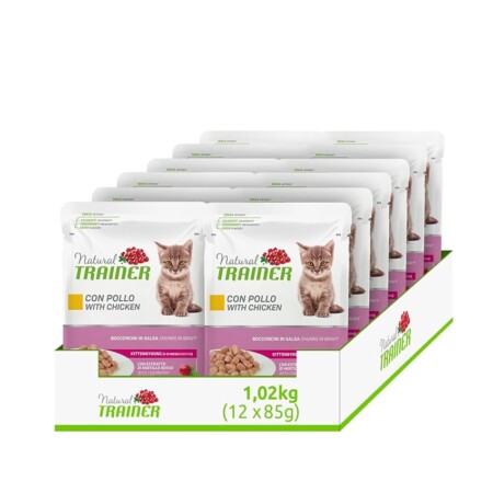 offerta a tempo: natural trainer kitten & young cibo umido per gatti con pollo 12 buste x 85 g — 35% da 14,99 € a 9,69 €