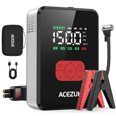 offerta a tempo: acezuk avviatore batteria auto 7000a &150psi, avviatore emergenza per auto/moto con — 30% da 79,99 € a 55,99 €