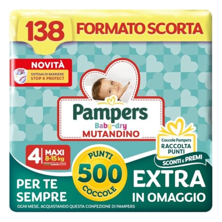 offerta a tempo: pampers baby dry mutandino maxi +500 punti coccole extra in omaggio — 29% da 56,61 € a 40,39 €