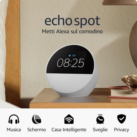 offerta a tempo: amazon echo spot (modello 2024) — 32% da 94,99 € a 64,99 €