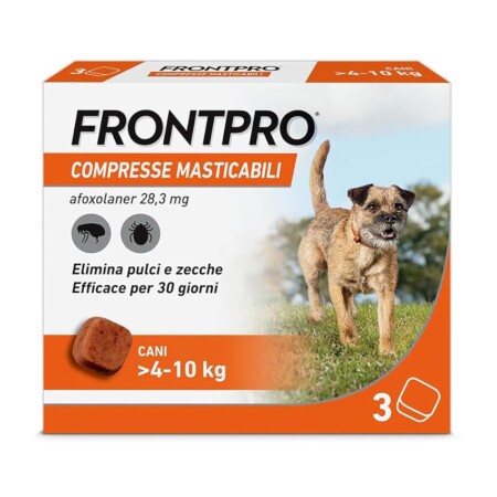 offerta a tempo: frontpro – 3 compresse masticabili antiparassitarie per cani — 34% da 28,86 € a 18,99 €