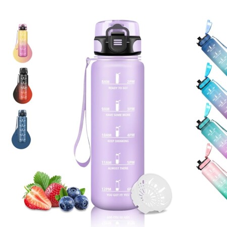 offerta a tempo: borraccia 1 litro, borraccia motivazionale senza perdite — 14% da 12,99 € a 11,22 €