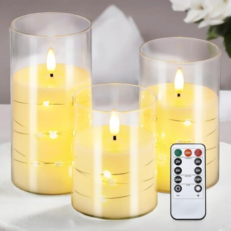 offerta a tempo: 3 candele led realistiche con telecomando e timer — 72% da 29,99 € a 8,43 €