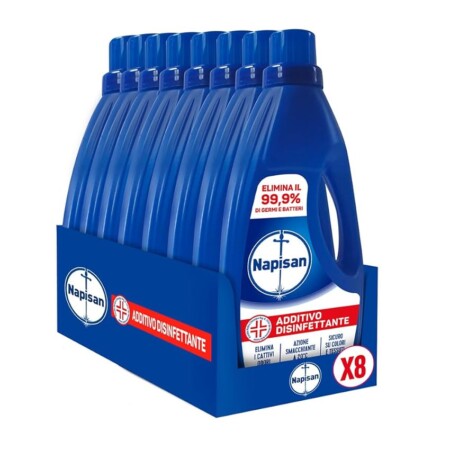offerta a tempo: napisan additivo disinfettante lavatrice, 8 confezioni da 1 litro di additivo liquido per lavatrice — 35% da 39,92 € a 25,99 €