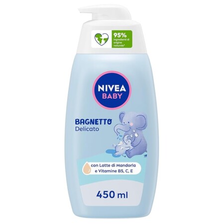offerta a tempo: nivea baby bagnetto delicato 450ml, bagnoschiuma bambini per una detersione delicata e idratante — 20% da 4,79 € a 3,83 €