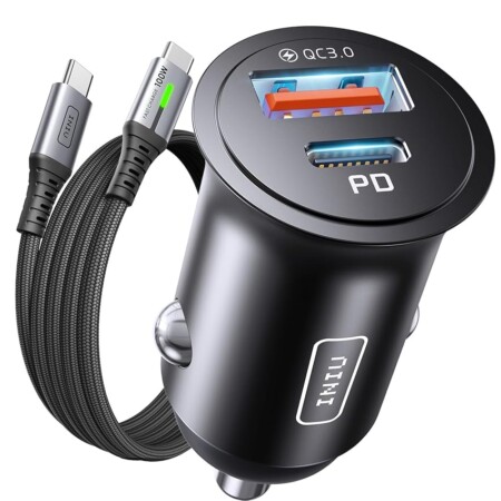 offerta a tempo: iniu caricabatterie per auto da 60w + cavo usb c — 67% da 16,99 € a 5,53 €