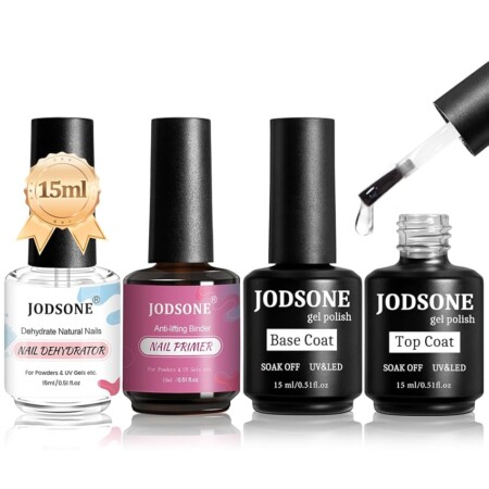 offerta a tempo: jodsone 15ml x 4 base e top coat semipermanente, disidratatore per unghie primer per unghie — 15% da 11,69 € a 9,92 €