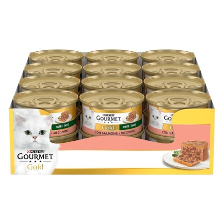 offerta a tempo: gourmet gold cibo umido per gatti adulti patè con salmone, 24 lattine da 85g — 20% da 17,99 € a 14,40 €