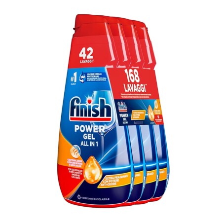 offerta a tempo: finish powergel, gel detersivo per lavastoviglie liquido,168 lavaggi — 38% da 31,96 € a 19,96 €