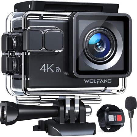 offerta a tempo: wolfang action cam ga100 4k 30fps, 20mp wifi pc camera — 27% da 59,99 € a 43,99 €