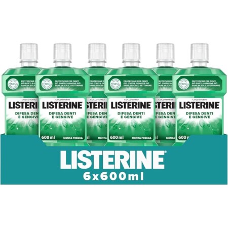 offerta a tempo: listerine collutorio difesa denti e gengive 6 pezzi x 600ml — 45% da 34,90 € a 19,27 €