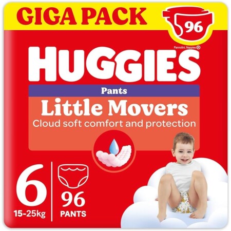 offerta a tempo: huggies little movers pannolini mutandina taglia 6 (15 25 kg) — 27% da 41,19 € a 30,10 €