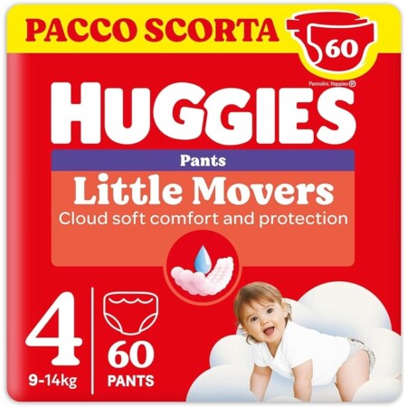 offerta a tempo: huggies little movers pannolini mutandina taglia 4 (9 14 kg) — 30% da 22,39 € a 15,68 €