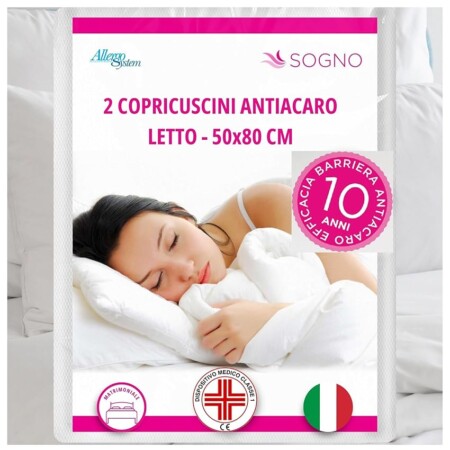 offerta a tempo: allergosystem 2pz federe copricuscini letto matrimoniale antiacaro 50x80cm — 29% da 32,00 € a 22,66 €