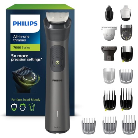 offerta a tempo: rifinitore all in one philips serie 7000, multigroom 15 in 1 per viso — 30% da 78,15 € a 54,99 €