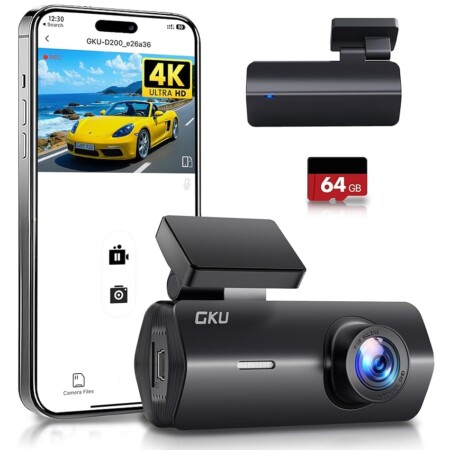 offerta a tempo: gku dash cam auto 4k,dash cam con uhd 2160p,dashcam auto con wifi integrato,scheda sd 64g,24h — 16% da 59,99 € a 50,39 €