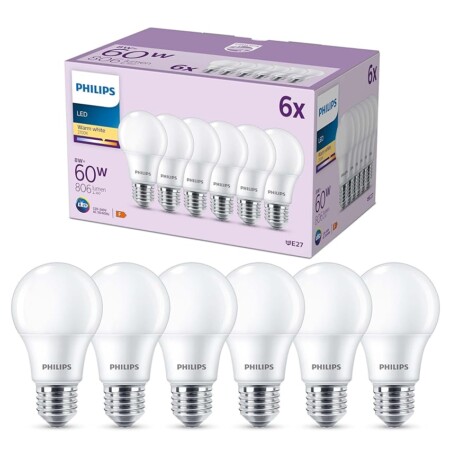 offerta a tempo: philips 6 lampadine led e27 — 52% da 22,99 € a 10,99 €