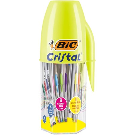 offerta a tempo: bic megatubo, set penne a sfera colorate cristal original (punta 1mm) — 15% da 12,61 € a 10,69 €