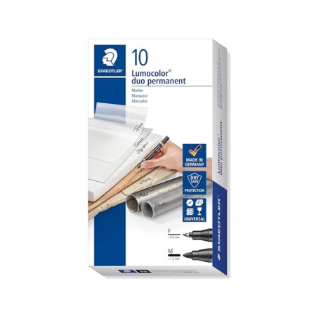 offerta a tempo: staedtler lumocolor – set di 10 pennarelli permanenti duos, marker a 2 punte — 33% da 28,99 € a 19,43 €