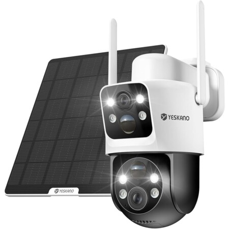 offerta a tempo: yeskano telecamera wi fi esterno, 6mp videocamera sorveglianza con pannello solare — 34% da 89,99 € a 59,62 €