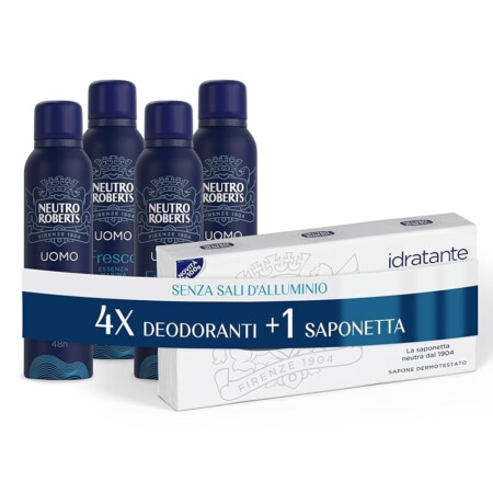 offerta a tempo: neutro roberts deodorante spray 4 pezzi + saponetta — 40% da 15,99 € a 9,59 €