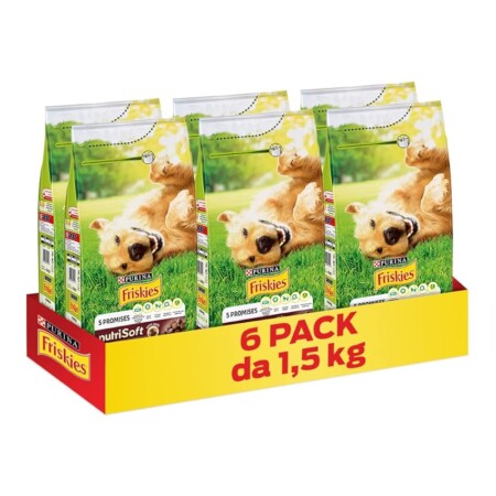 offerta a tempo: purina friskies cibo per cani 6 confezioni x 1,5kg (9kg.) — 50% da 47,75 € a 23,94 €