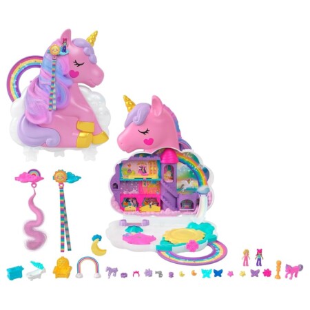 offerta a tempo: polly pocket salone di bellezza unicorno arcobaleno, playset cofanetto con unicorno — 34% da 42,49 € a 27,99 €